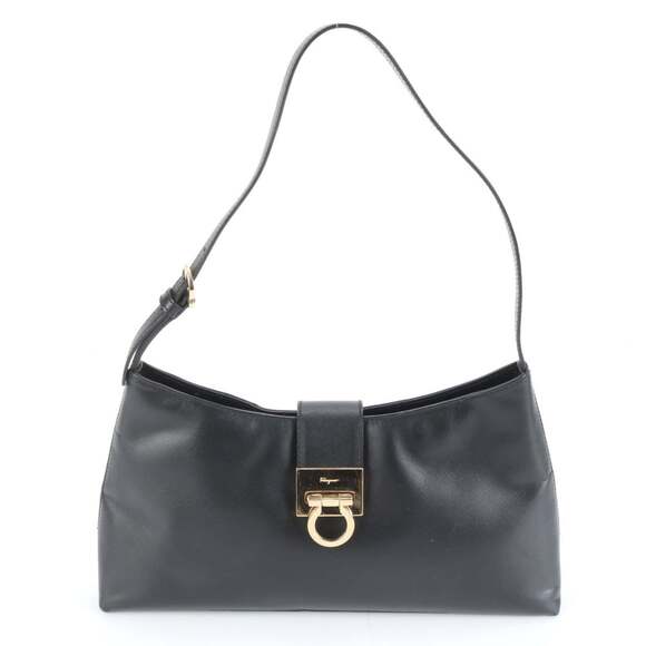 SALVATORE FERRAGAMO Handbags - Salvatore Ferragamo Gancini Leather One-Shoulder Bag, Black, Women's